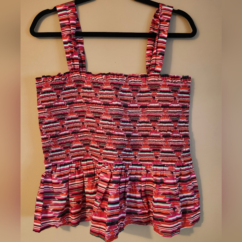Loft Multicolor Striped Smocked Tank